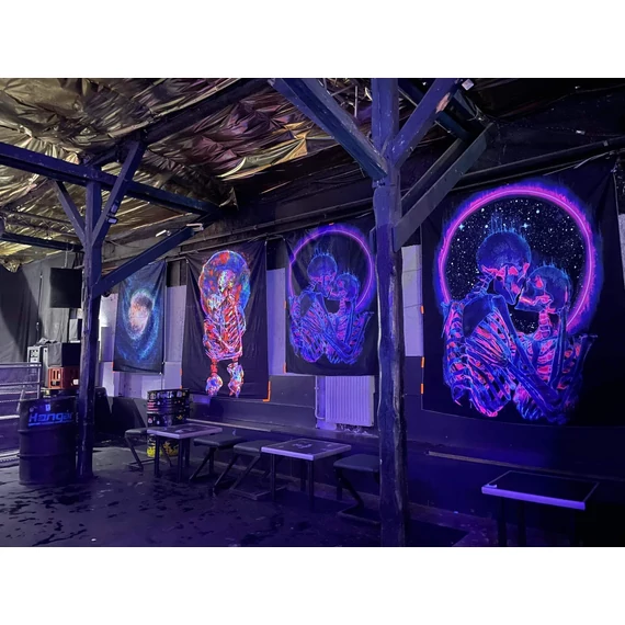 dekoráció bérlés, neon dekor, uv dekor, világító dekoráció, uv reaktív dekoráció, party dekráció, goa psy trance dekoráció