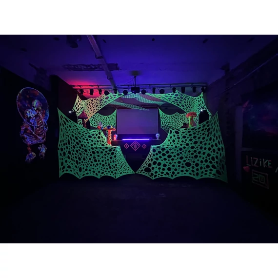 dekoráció bérlés, neon dekor, uv dekor, világító dekoráció, uv reaktív dekoráció, party dekráció, goa psy trance dekoráció